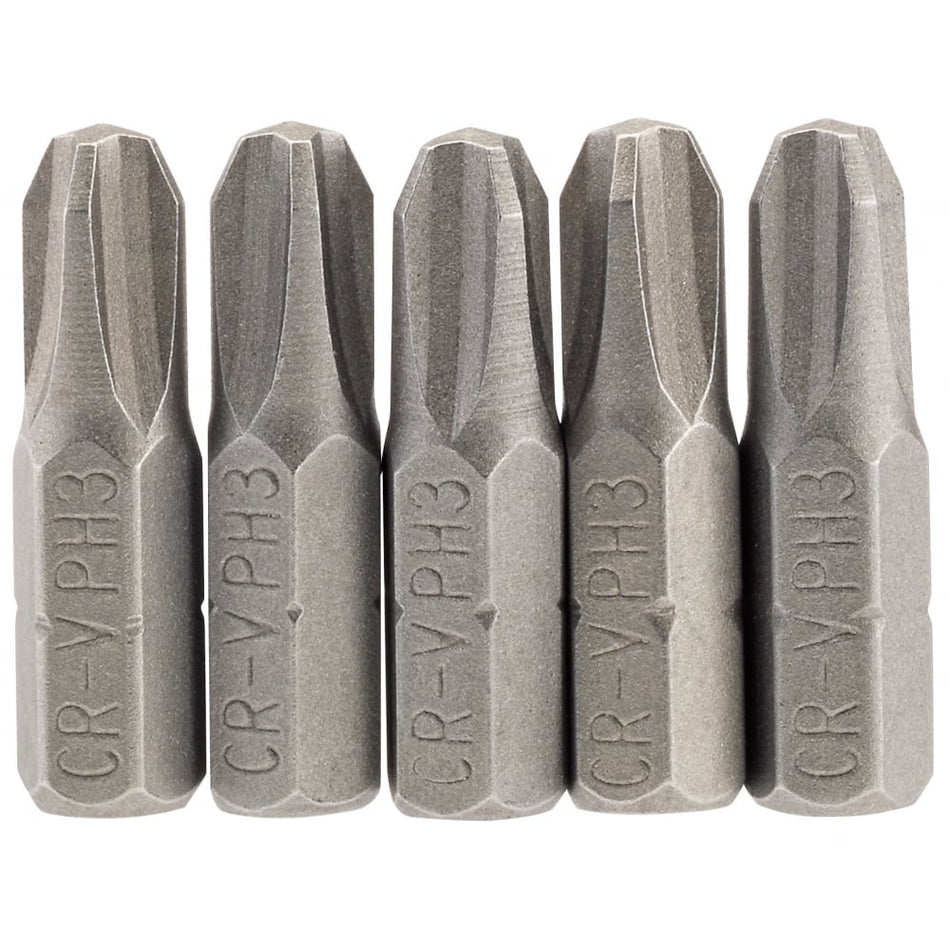 No.3 1/4" Hex. Cross Slot Insert Bit 25mm Long x 5: Model No. 25CS/5/B