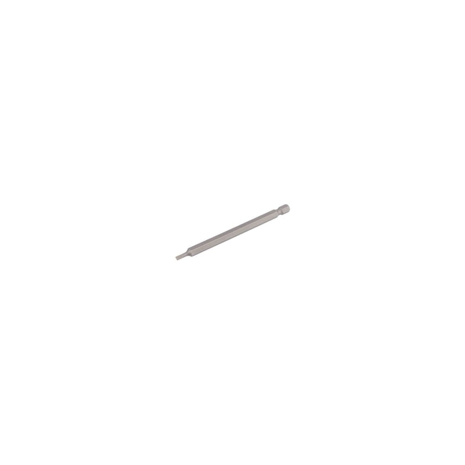 3mm 1/4" Hex. Plain Slot Insert Bit 100mm Long x 1: Model No. 100PS/1/B
