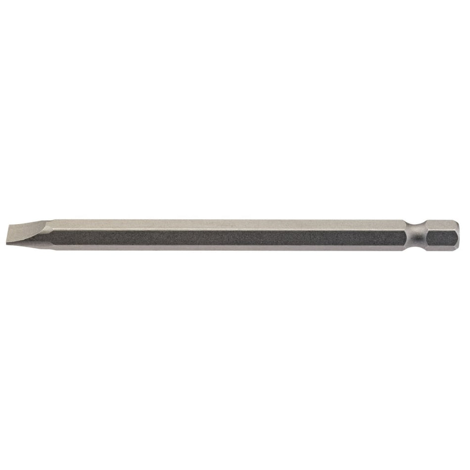 6.5mm 1/4" Hex. Plain Slot Insert Bit 100mm Long x 1: Model No. 100PS/1/B
