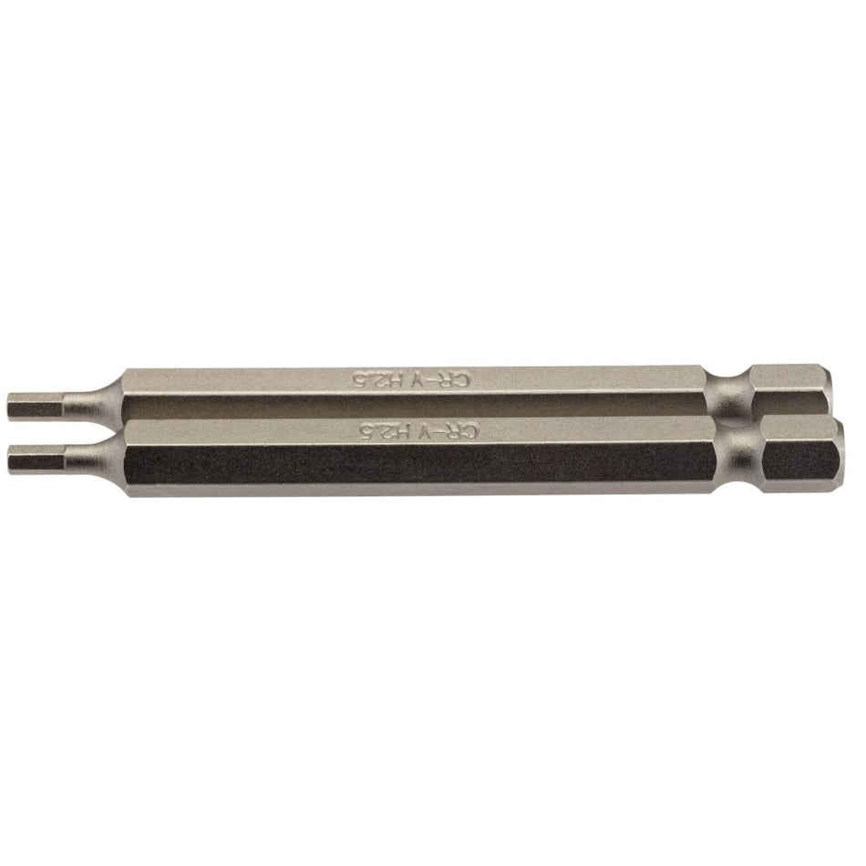 2.5mm 1/4" Hex. Hexagonal Insert Bit 75mm Long x 2: Model No. 75HX/2/B