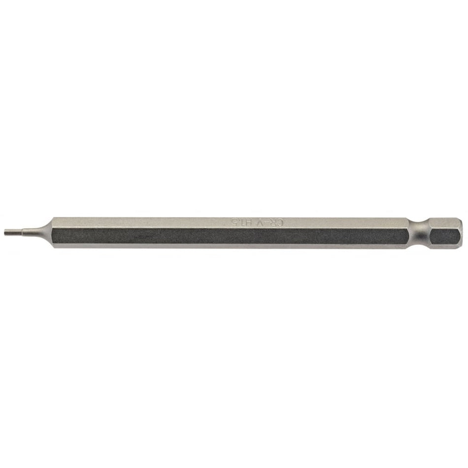1.5mm 1/4" Hex. Hexagonal Insert Bit 100mm Long x 1: Model No. 100HX/1/B