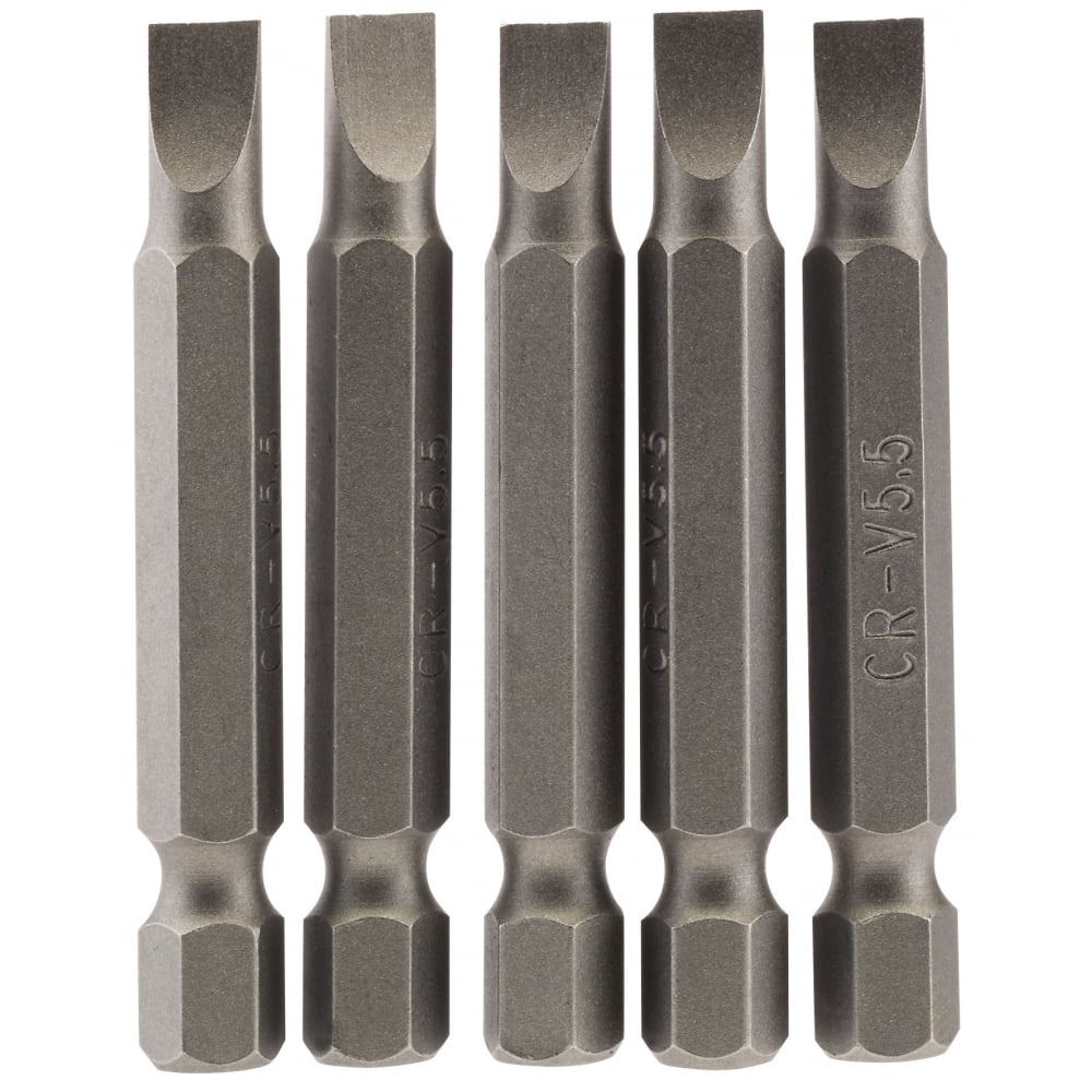 5.5mm 1/4" Hex. Plain Slot Insert Bit 50mm Long x 5: Model No. 50PS/5/B