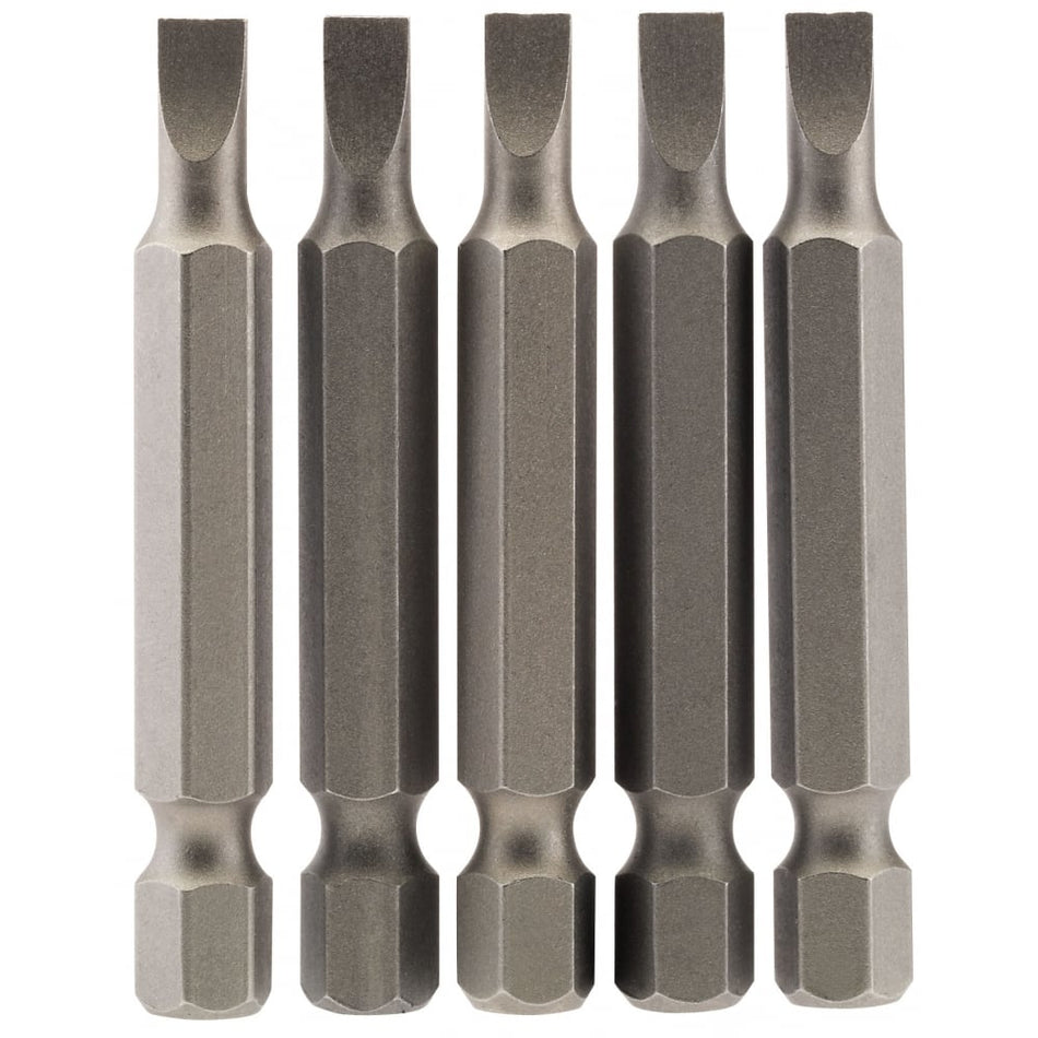 4.5mm 1/4" Hex. Plain Slot Insert Bit 50mm Long x 5: Model No. 50PS/5/B