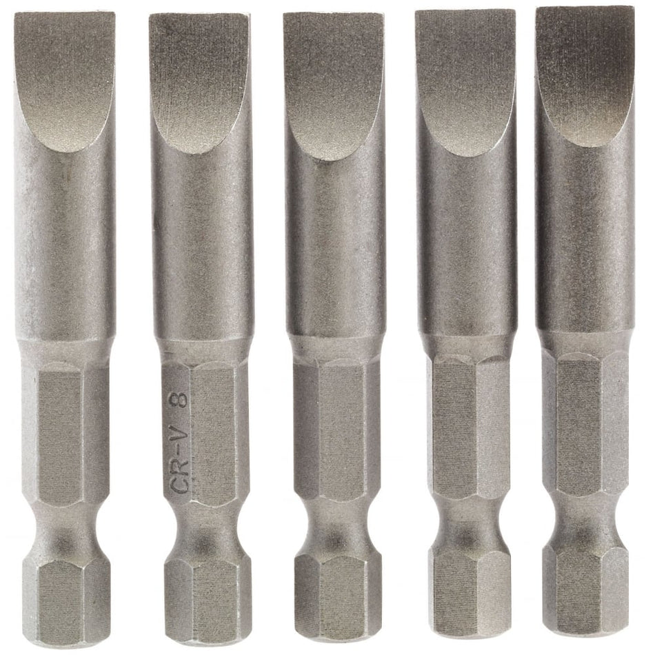 8mm 1/4" Hex. Plain Slot Insert Bit 50mm Long x 5: Model No. 50PS/5/B