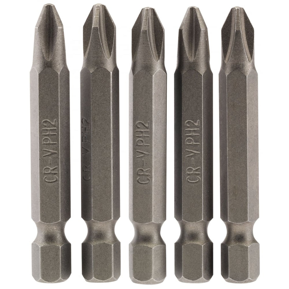 No.2 1/4" Hex. Cross Slot Insert Bit 50mm Long x 5: Model No. 50CS/5/B