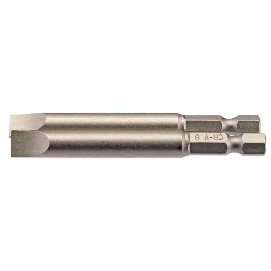 8mm 1/4" Hex. Plain Slot Insert Bit 75mm Long x 2: Model No. 75PS/2/B