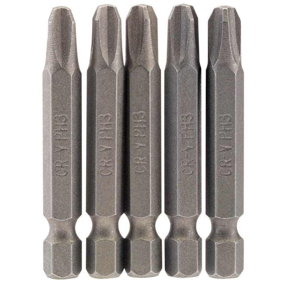 No.3 1/4" Hex. Cross Slot Insert Bit 50mm Long x 5: Model No. 50CS/5/B