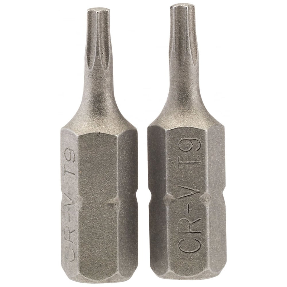 T9 1/4" Hex. Draper TX-STAR Insert Bit 25mm Long x 2: Model No. 25TX/2/B