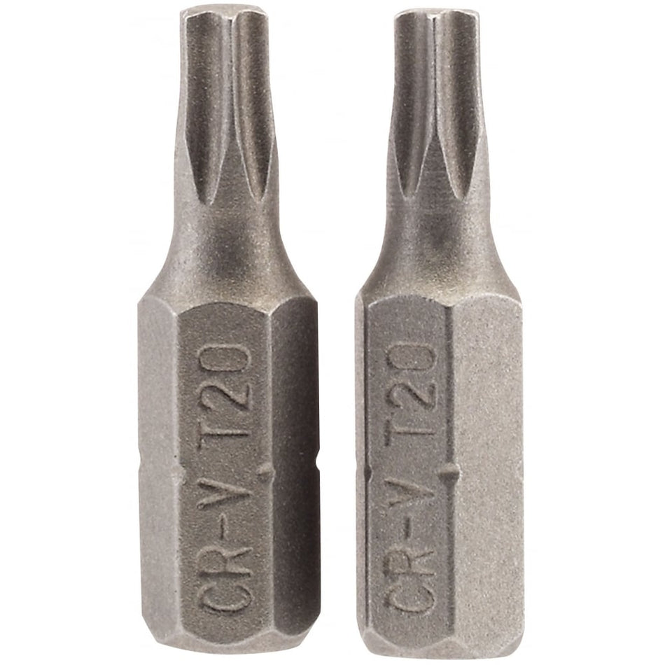 T20 1/4" Hex. Draper TX-STAR Insert Bit 25mm Long x 2: Model No. 25TX/2/B