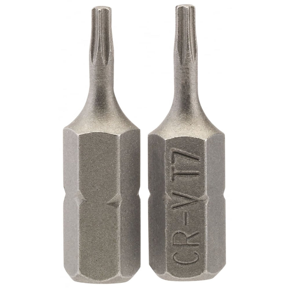 T7 1/4" Hex. Draper TX-STAR Insert Bit 25mm Long x 2: Model No. 25TX/2/B