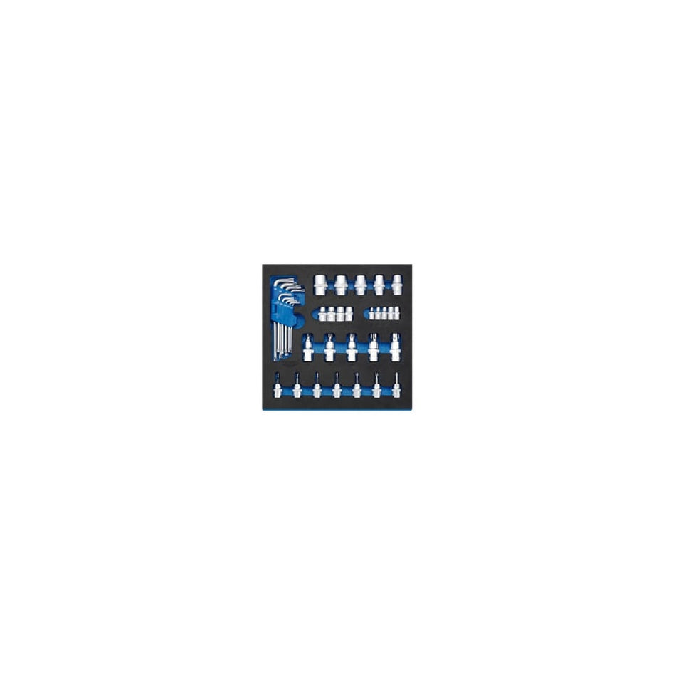 Screwdriver Insert Bits and Draper TX-STAR Keys in 1/2 Drawer EVA Insert Tray (35 Piece): Model No. IT-EVA28