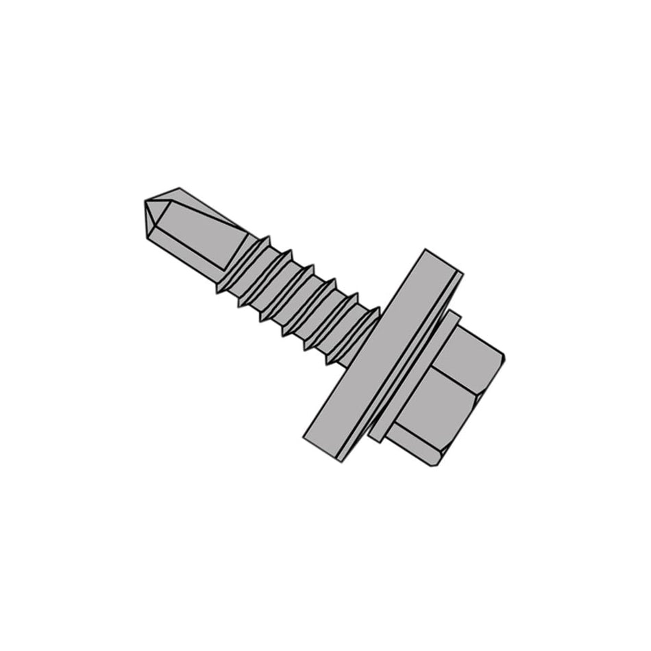 TechFast Self-Drilling Stitching Hex Screw & Washer No.1 Tip 6.3 x 22mm Box 100