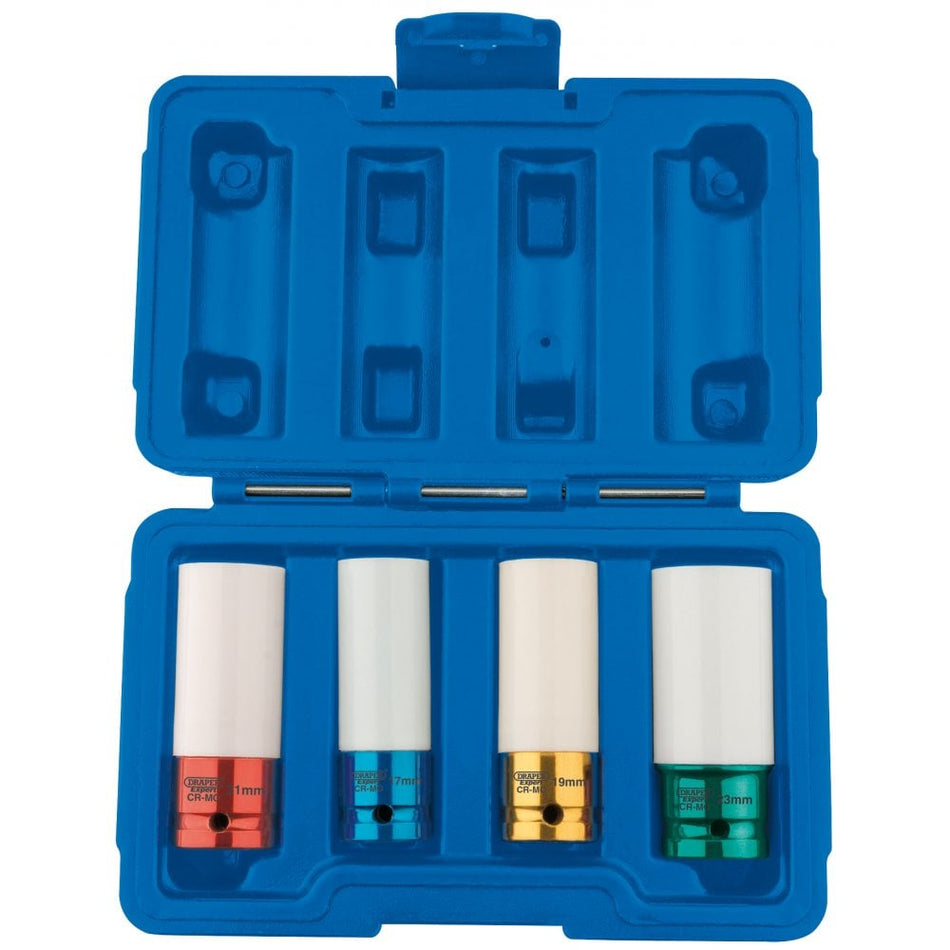1/2" Sq. Dr. Wheel Nut Sockets for Alloy Wheels (4 Piece): Model No. AWNSS/4