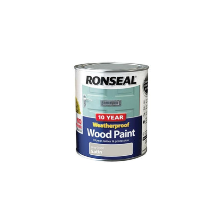 Ronseal 10 Year Weatherproof 2-in-1 Wood Paint Grey Stone Satin 750ml