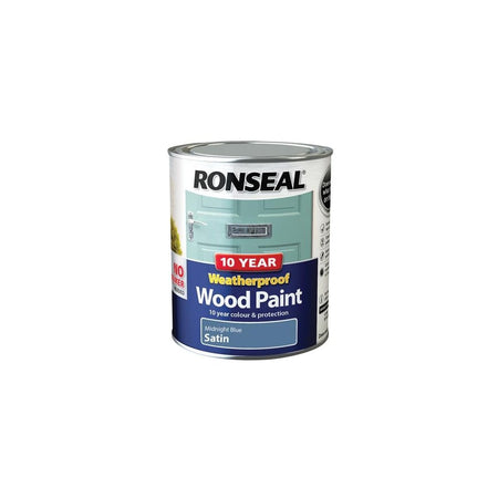 Ronseal 10 Year Weatherproof 2-in-1 Wood Paint Midnight Blue Satin 750ml