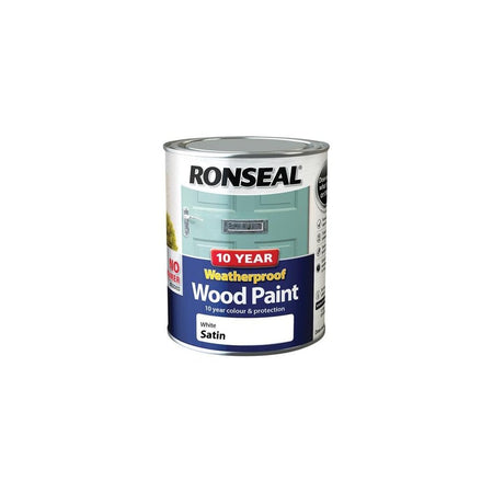 Ronseal 10 Year Weatherproof 2-in-1 Wood Paint White Satin 750ml