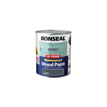 Ronseal 10 Year Weatherproof 2-in-1 Wood Paint Grey Satin 750ml