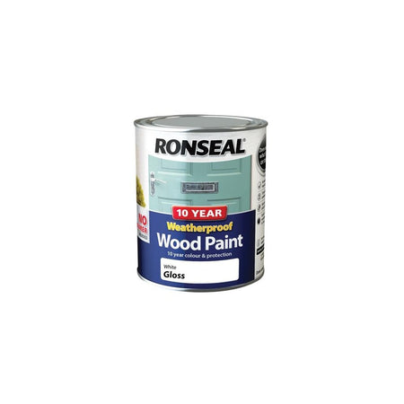 Ronseal 10 Year Weatherproof 2-in-1 Wood Paint White Gloss 750ml