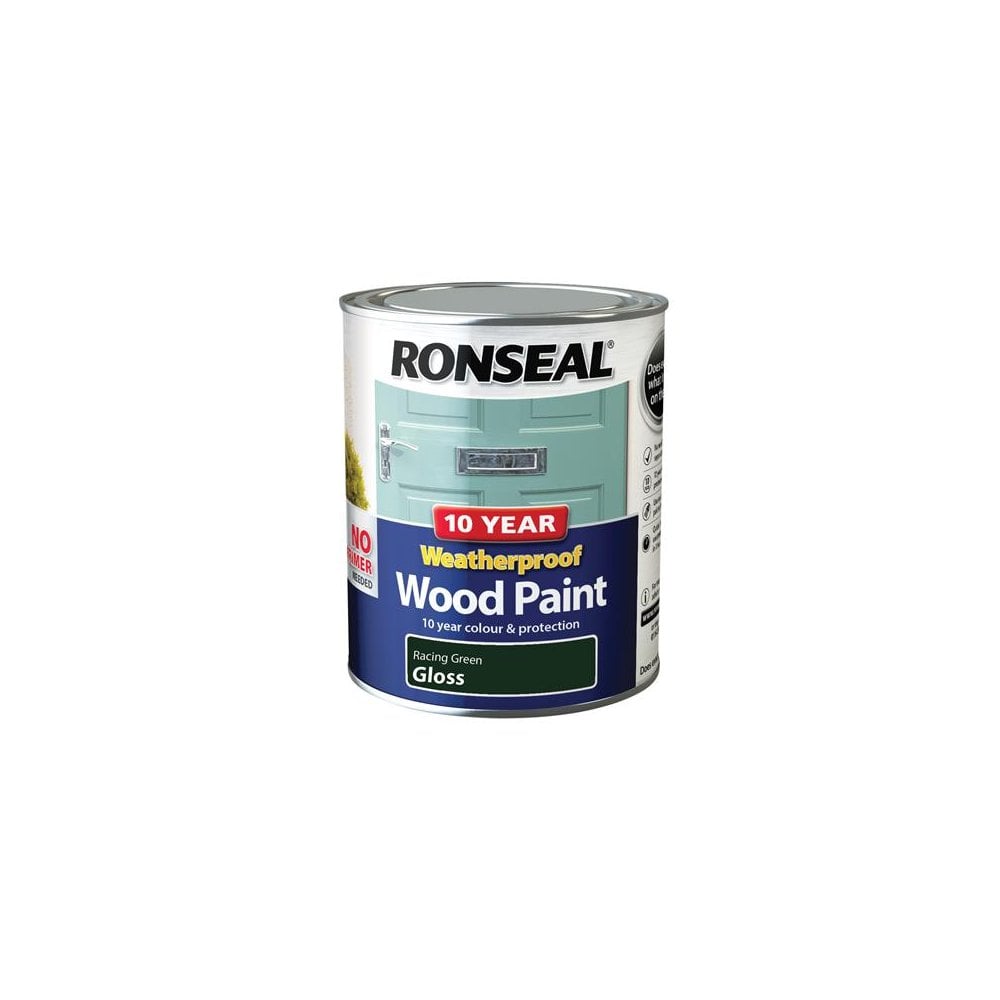 Ronseal 10 Year Weatherproof 2-in-1 Wood Paint Racing Green Gloss 750ml