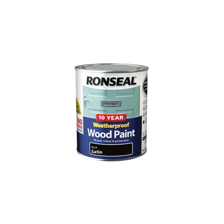 Ronseal 10 Year Weatherproof 2-in-1 Wood Paint Black Satin 750ml