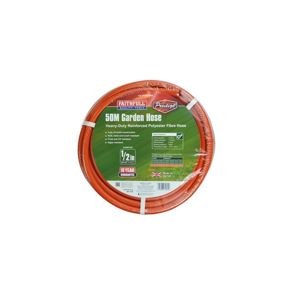 Faithfull Prestige Heavy-Duty Garden HoseÂ˜50m 12.5mm (1/2in) Diameter
