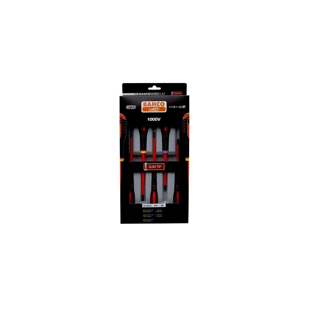 Bahco SLIM ERGO? Insulated Screwdriver SL/PZ Set, 5 Piece