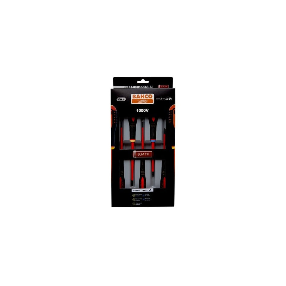Bahco SLIM ERGO? Insulated Screwdriver SL/PZ Set, 5 Piece