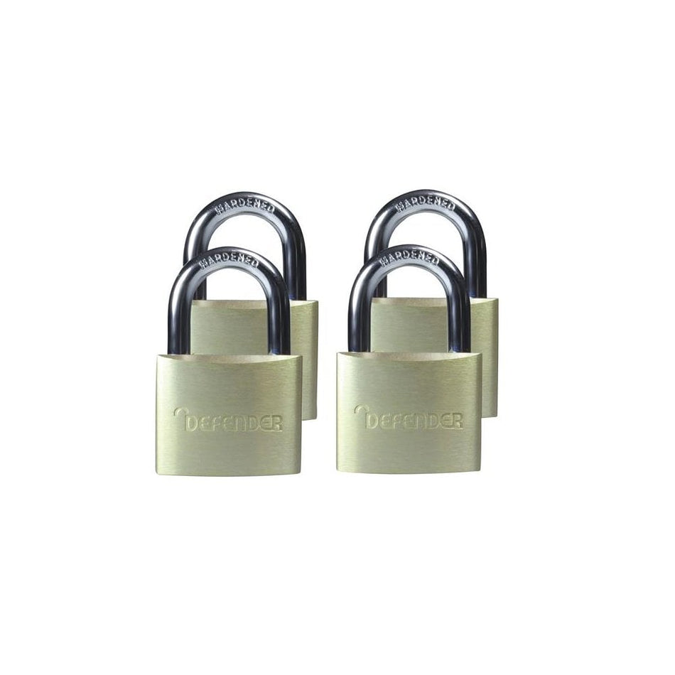 DEFENDER Aluminium Padlock Keyed Alike Quad Pack 40mm