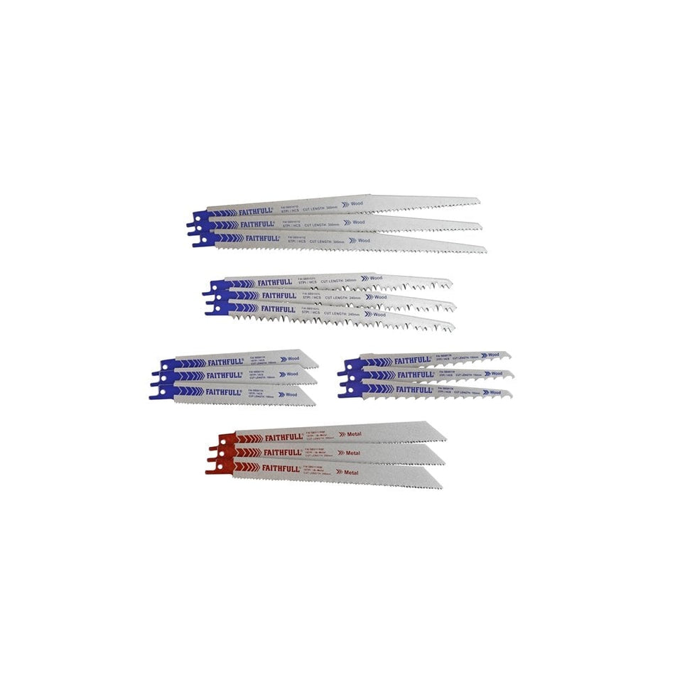 Faithfull Sabre Saw Blade Set, 15 Piece