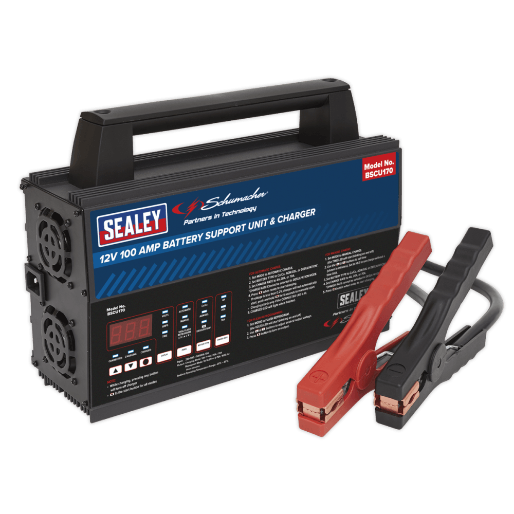 Sealey 12V Battery Support Unit & Charger 100A Model No-BSCU170