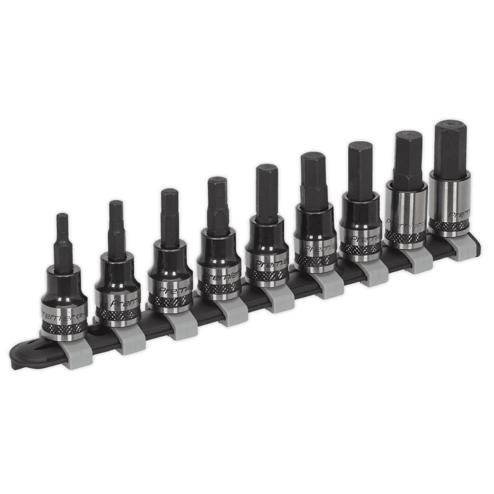 Sealey Hex Key Socket Bit Set 9pc 3/8"Sq Drive Metric Black Model No-AK7986