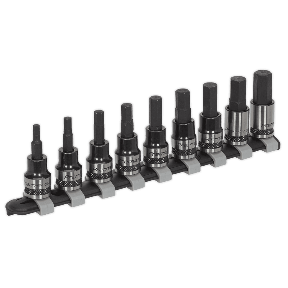 Sealey Hex Key Socket Bit Set 9pc 3/8"Sq Drive Metric Black Model No-AK7986
