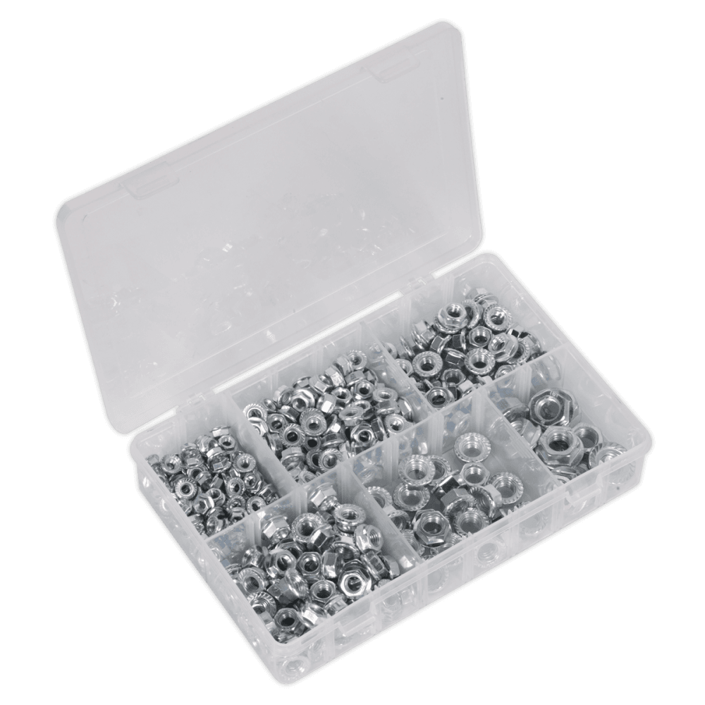 Flange Nut Assortment 390pc M5-M12 Serrated DIN 6923 Metric : Model No.AB031FN