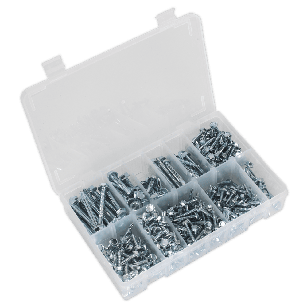 Self Drilling Screw Assortment 410pc Hex Head Zinc DIN 7504K : Model No.AB061SDH