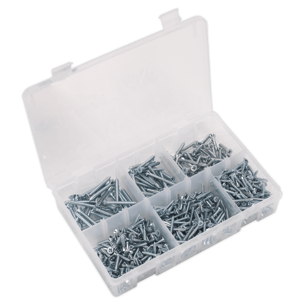 Self Tapping Screw Assortment 510pc Countersunk Pozi Zinc DIN 7982 : Model No.AB062STCS