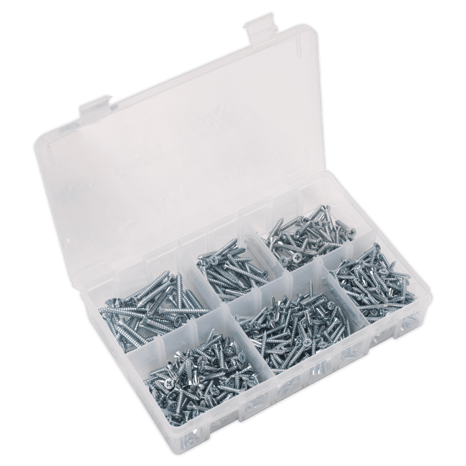 Self Tapping Screw Assortment 510pc Countersunk Pozi Zinc DIN 7982 : Model No.AB062STCS