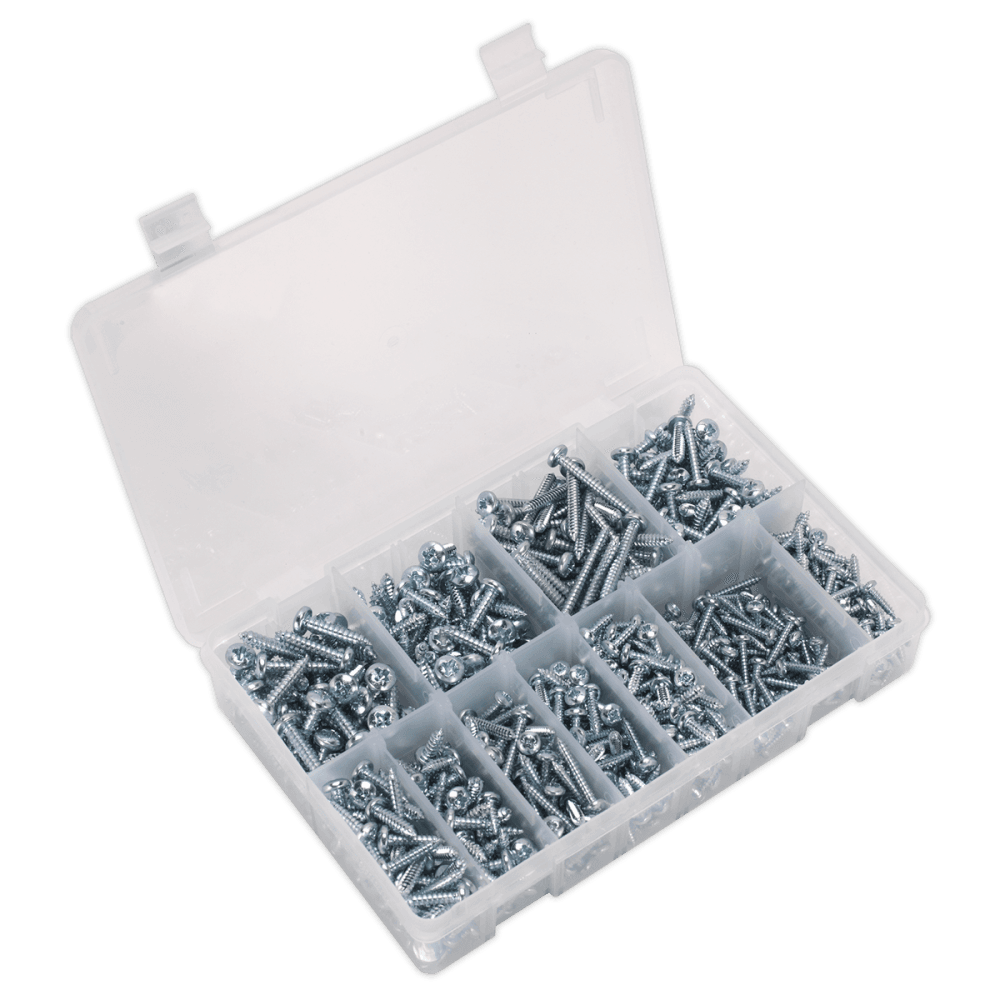 Self Tapping Screw Assortment 700pc Pan Head Pozi Zinc DIN 7981CZ : Model No.AB063STPH