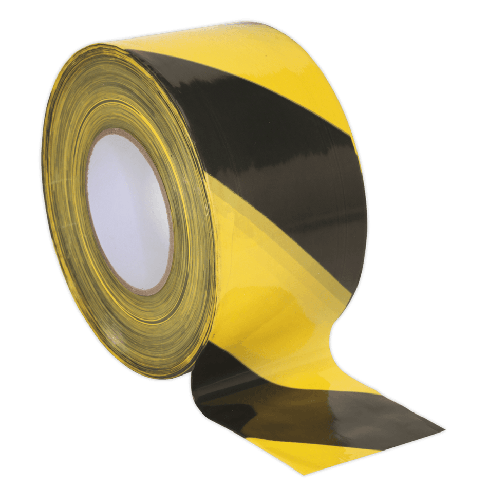 Hazard Warning Barrier Tape 80mm x 100mtr Black/Yellow Non-Adhesive : Model No.BTBY