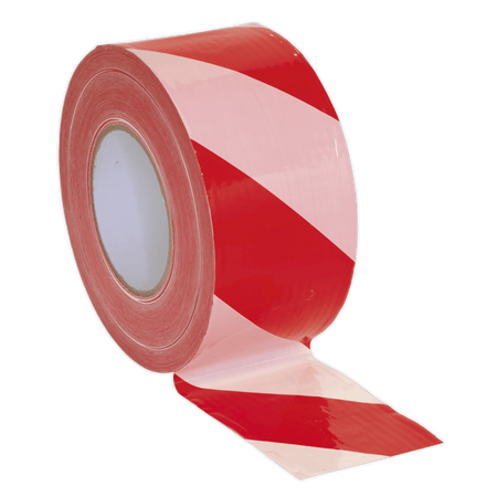 Hazard Warning Barrier Tape 80mm x 100mtr Red/White Non-Adhesive : Model No.BTRW
