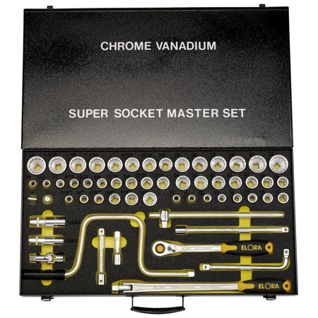 58 Piece 1/2in. Square Drive Metric Whitworth and Metric Socket Set: Model No.770-LSSMF