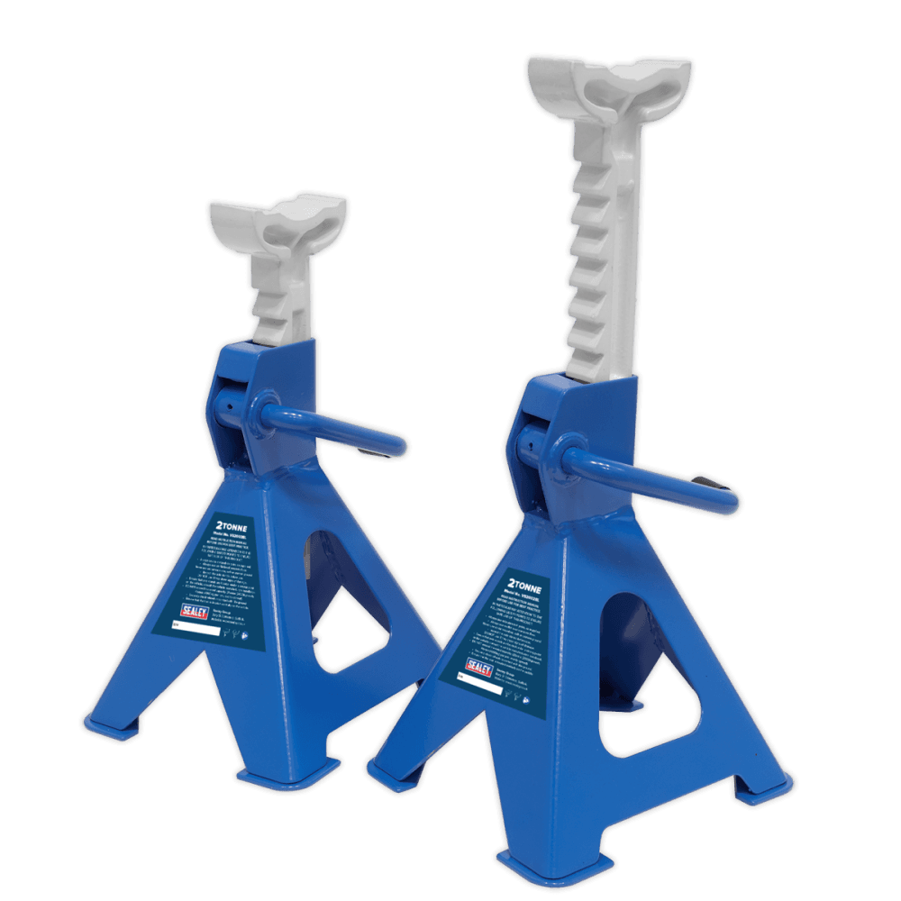 Sealey Axle Stands (Pair) 2tonne Capacity per Stand Ratchet Type - Blue Model No-VS2002BL
