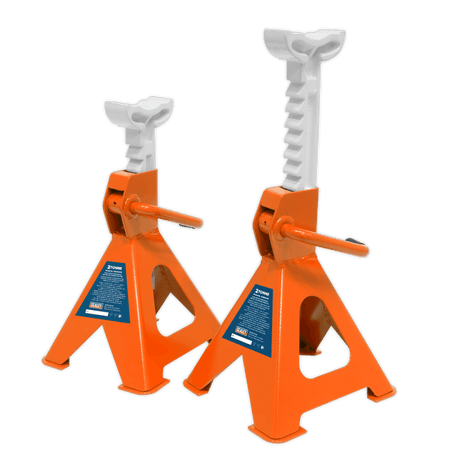 Sealey Axle Stands (Pair) 2tonne Capacity per Stand Ratchet Type - Orange Model No-VS2002OR