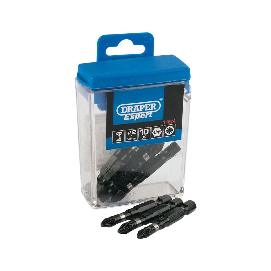 No. 2 PZ x 50mm Type Impact Bits (10 Piece): Model No.IBPZ2/50