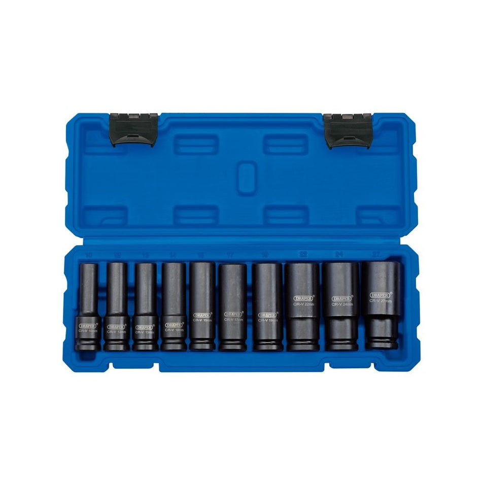 1/2" Sq. Dr. Metric Deep Impact Socket Set (10 Piece): Model No.410D/10/MM