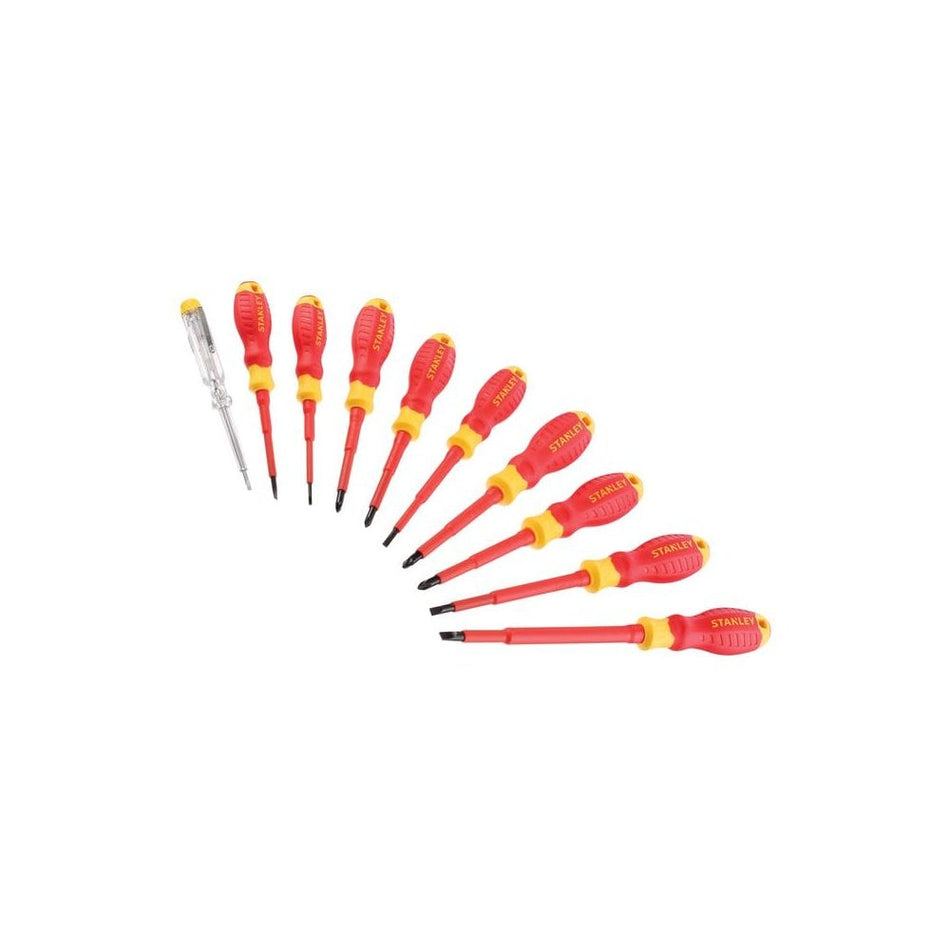 Stanley Tools FatMax© VDE Insulated Phillips, Pozi & Slotted Screwdriver Set, 10 Piece