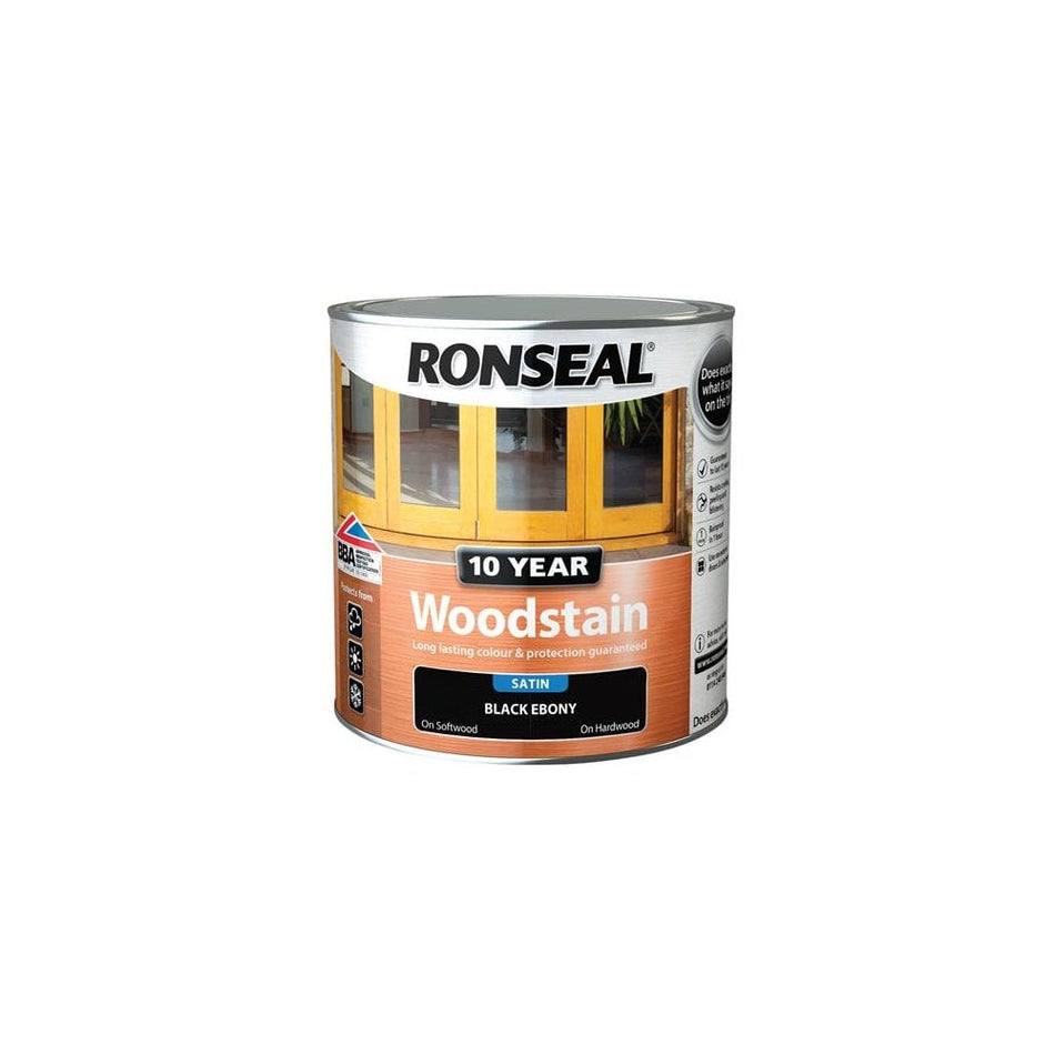 Ronseal 10 Year Woodstain Ebony 2.5 Litre