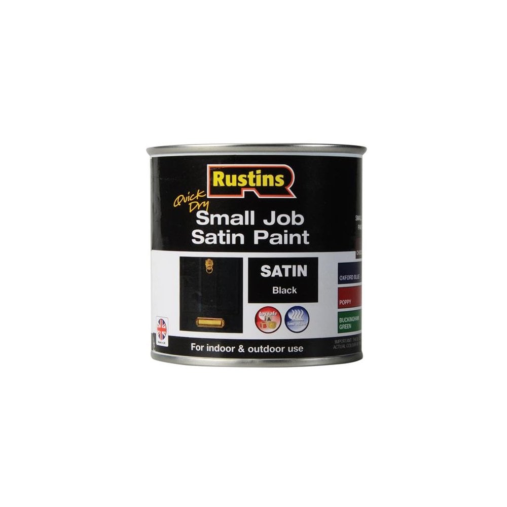 Rustins Quick Dry Small Job Satin Paint, Black 250ml