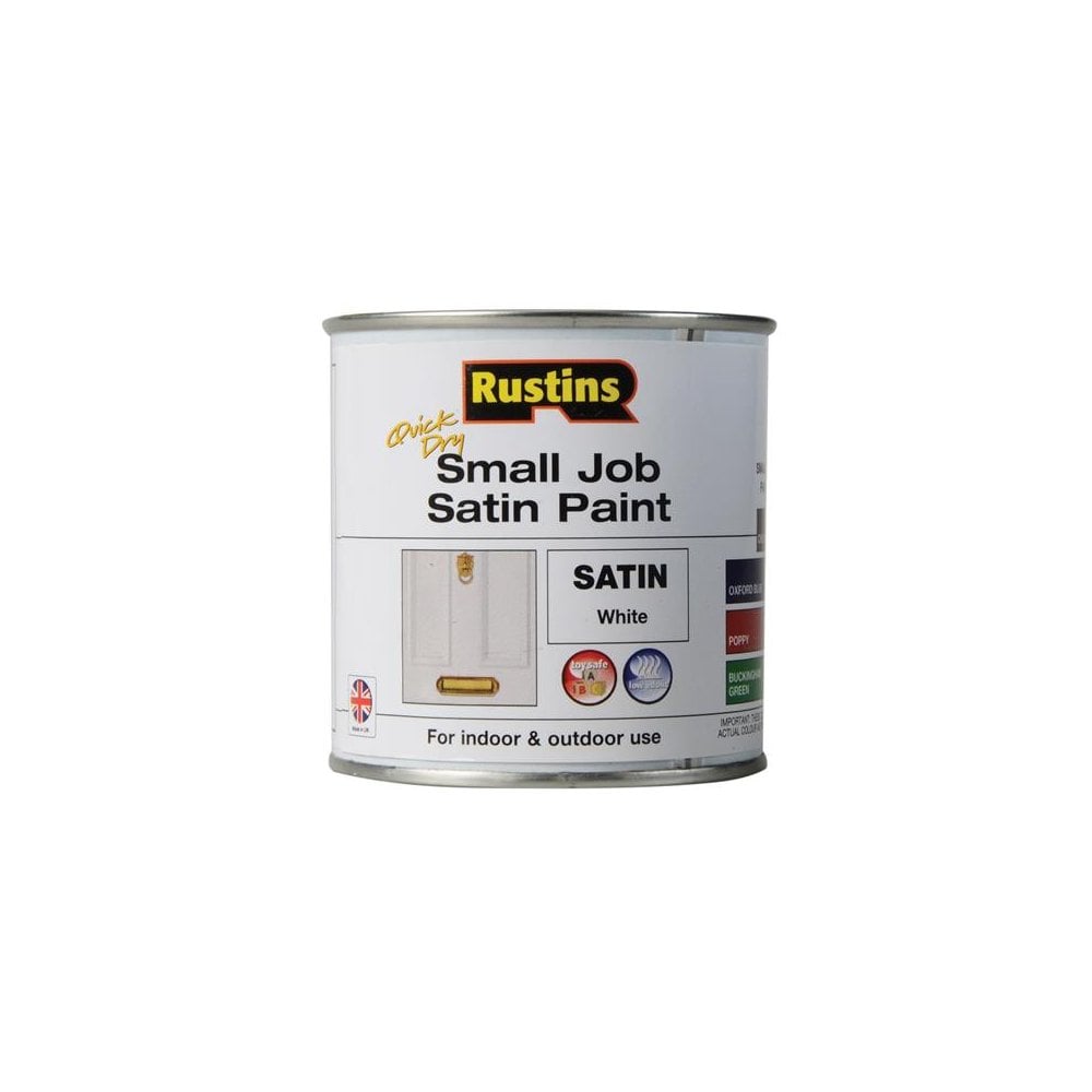 Rustins Quick Dry Small Job Satin Paint, White 250ml
