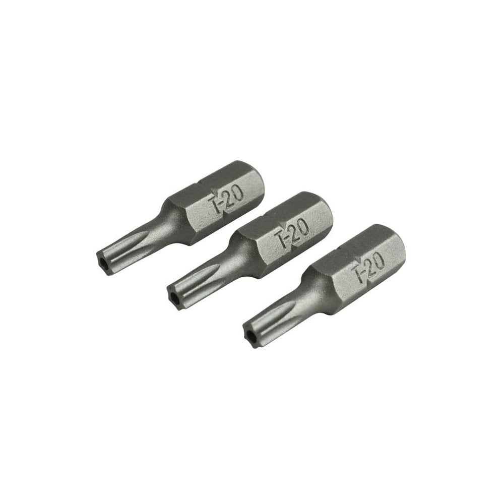 Faithfull Security S2 Grade Steel Screwdriver BitsÃ¿T20SÃ¿xÃ¿25mm (Pack 3)