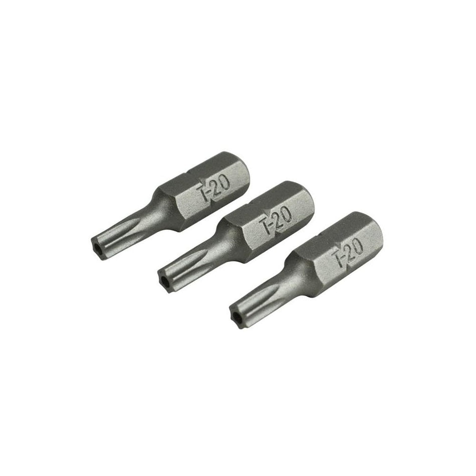 Faithfull Security S2 Grade Steel Screwdriver BitsÃ¿T20SÃ¿xÃ¿25mm (Pack 3)